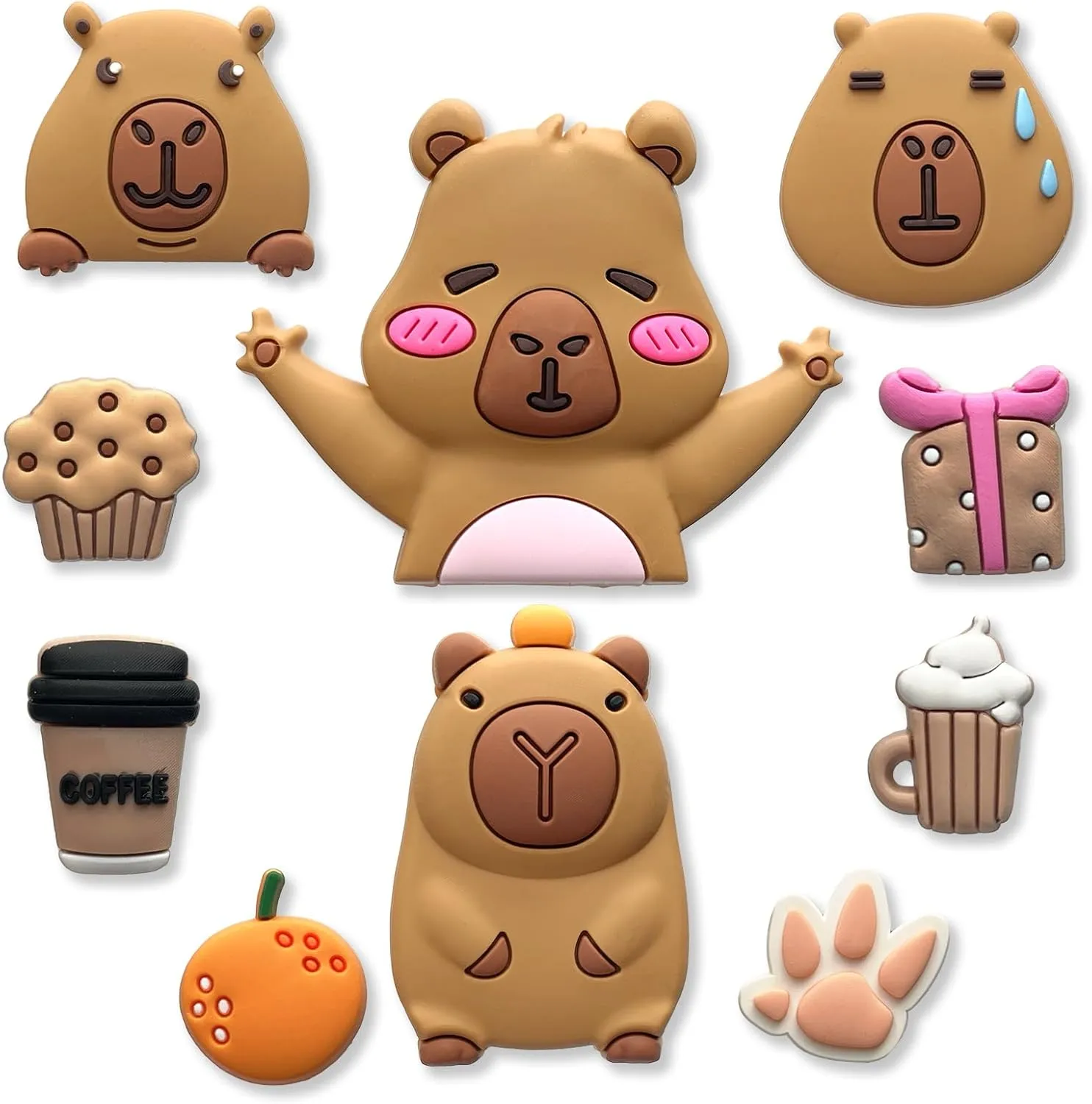 10Pcs Capybara Shoe Charms for Croc Clogs Decoration, Capybara Shoe Decoration for Adults Teen