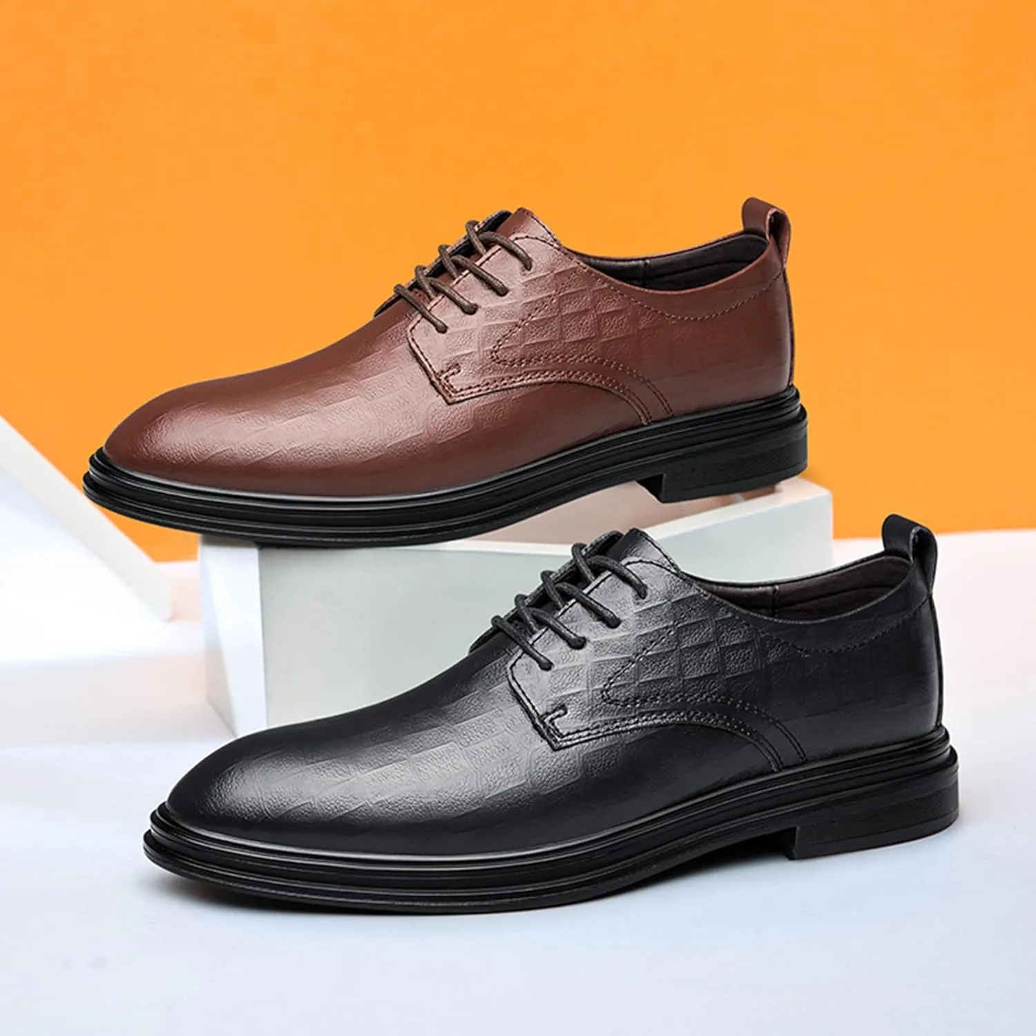 ADMLZQQ Men's Dress Shoes Comfortable Breathable Casual Flat Plain Shoes Classic Modern Formal Oxfords Shoes