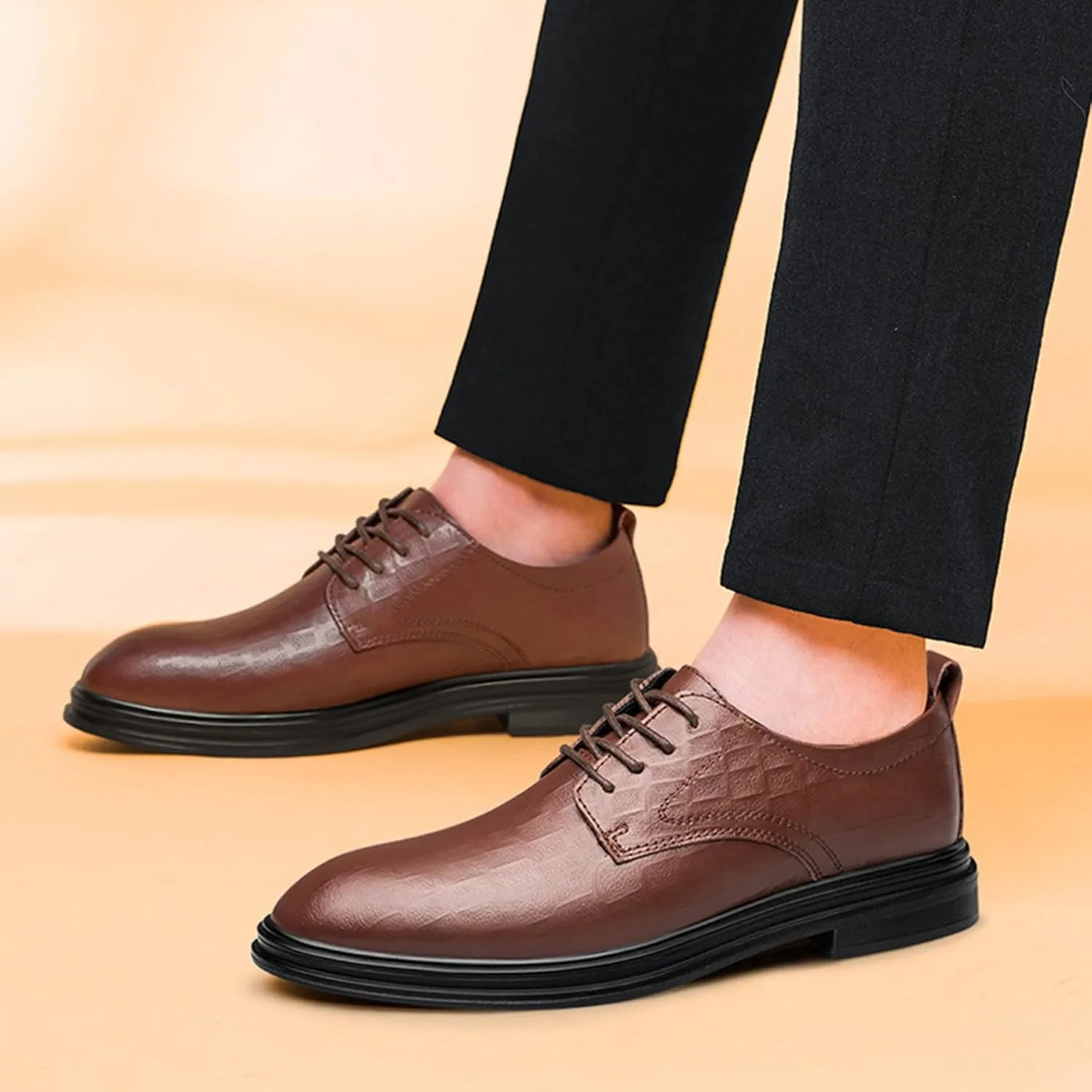 ADMLZQQ Men's Dress Shoes Comfortable Breathable Casual Flat Plain Shoes Classic Modern Formal Oxfords Shoes