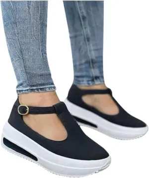 Aniywn Womens Summer Closed Toe Platform Sandal Shoes Casual Hollow Ankle Straps Shoes Slip On Soft Shoes