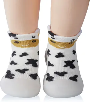 Baby Girl Sock Shoes Rubber Sole Non Slip Indoor Slipper Infant Girls First Walking Floor Shoes Soft Sole Non-Skid Slipper Breathable Lightweight Cotton Mesh Baby Shoes