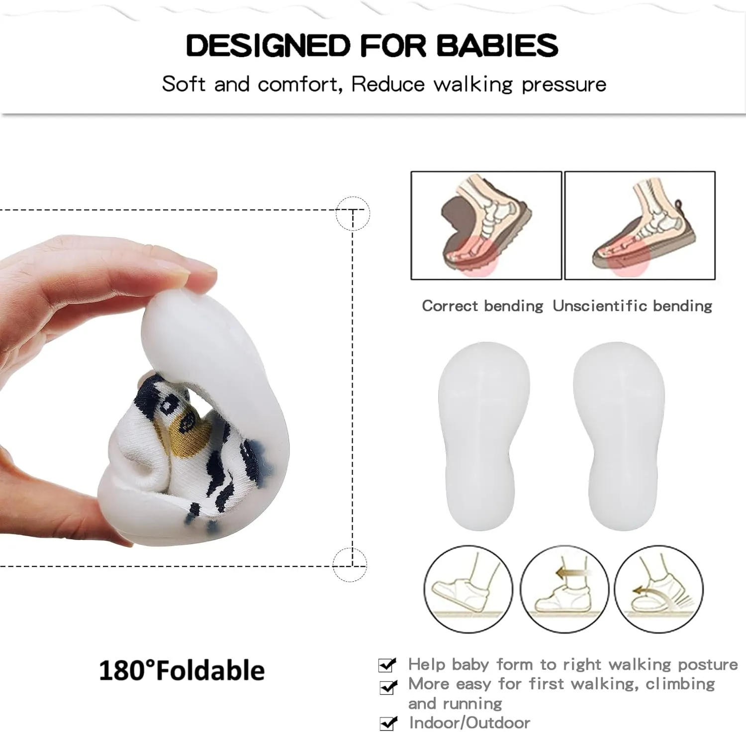 Baby Girl Sock Shoes Rubber Sole Non Slip Indoor Slipper Infant Girls First Walking Floor Shoes Soft Sole Non-Skid Slipper Breathable Lightweight Cotton Mesh Baby Shoes