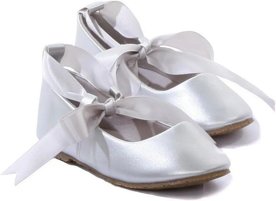 Ballerina Ribbon Tie Rubber Shoes Cinderella Flats Toddler Party