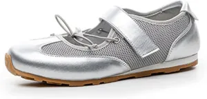 Ballet Sneakers for Woman Leather Hook and Loop Breathable Ballerina Flats Wide Box Fancy Soft Ballet Shoes 2025 Spring Summer Comfy Casual Footwear