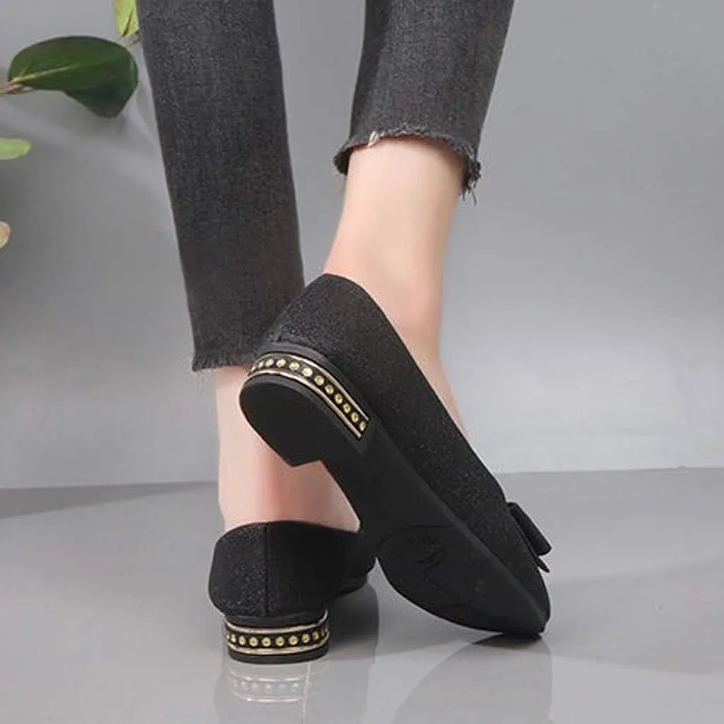 Black Flats for Women Dressy Ballet Flat Shoes Business Casual Loafers Flat Dress Shoes Comfortable Office Shoe