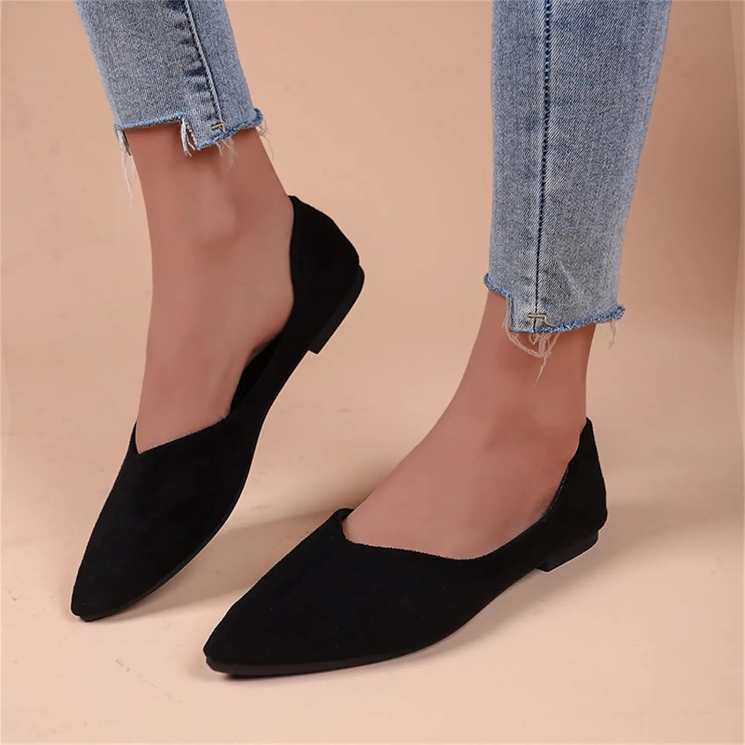 Black Flats for Women Dressy Ballet Flat Shoes Business Casual Loafers Flat Dress Shoes Comfortable Office Shoe