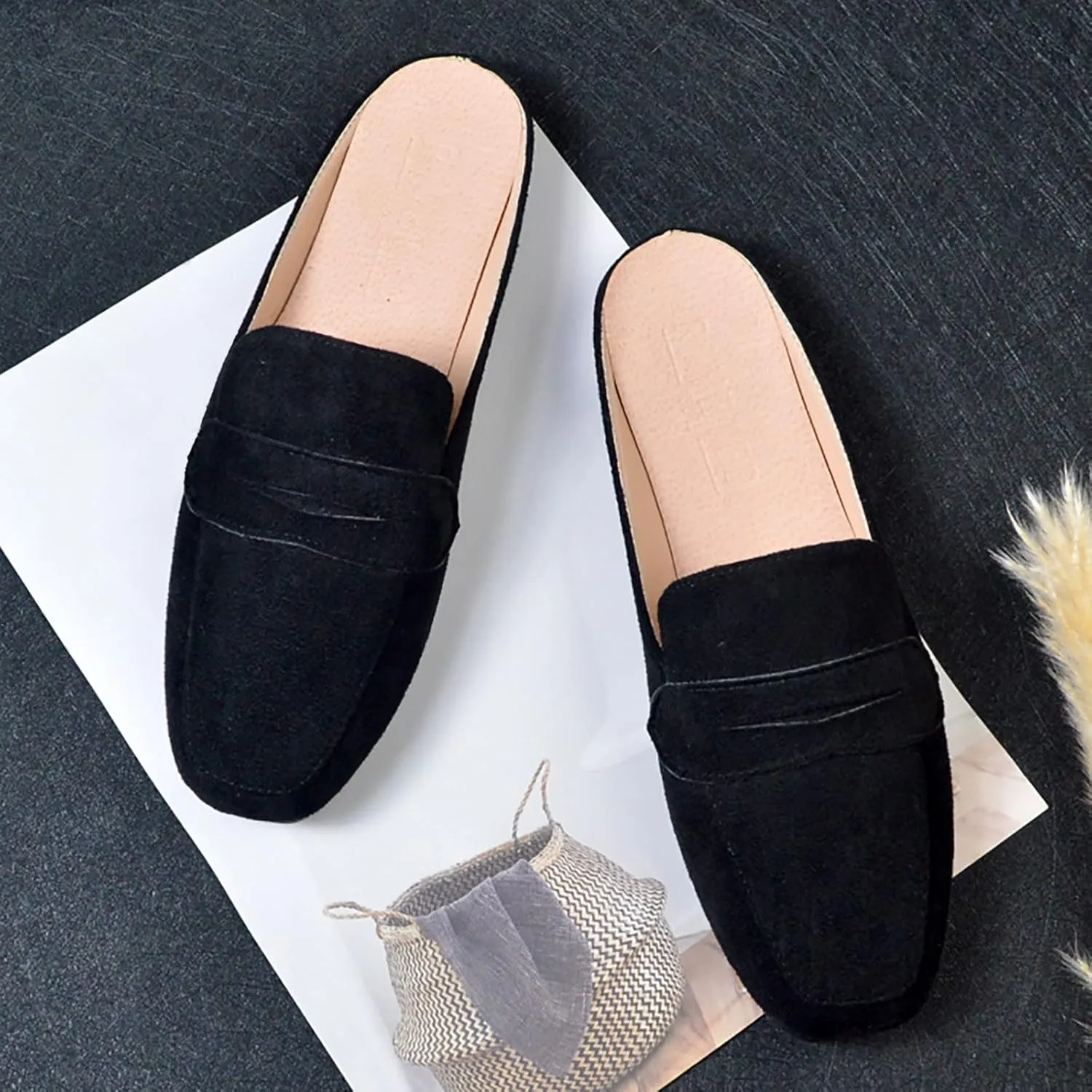 Black Flats for Women Dressy Ballet Flat Shoes Business Casual Loafers Flat Dress Shoes Comfortable Office Shoe