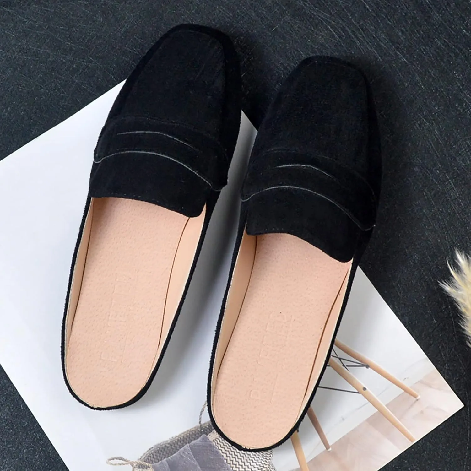 Black Flats for Women Dressy Ballet Flat Shoes Business Casual Loafers Flat Dress Shoes Comfortable Office Shoe