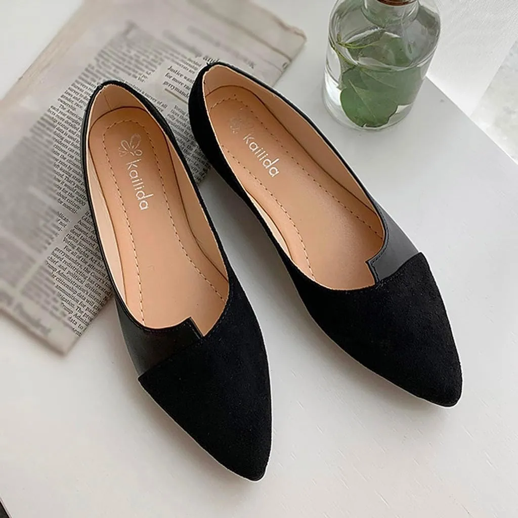Black Flats for Women Dressy Ballet Flat Shoes Business Casual Loafers Flat Dress Shoes Comfortable Office Shoe