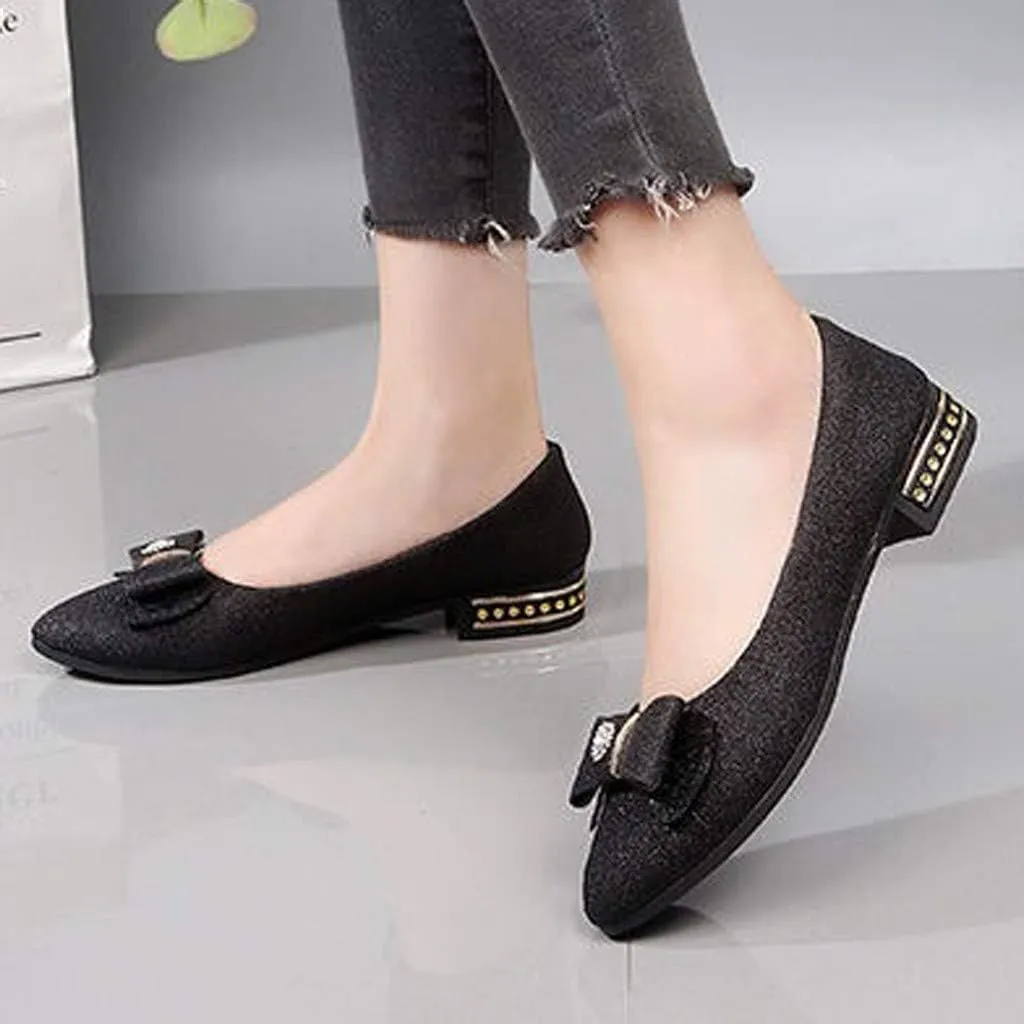 Black Flats for Women Dressy Ballet Flat Shoes Business Casual Loafers Flat Dress Shoes Comfortable Office Shoe