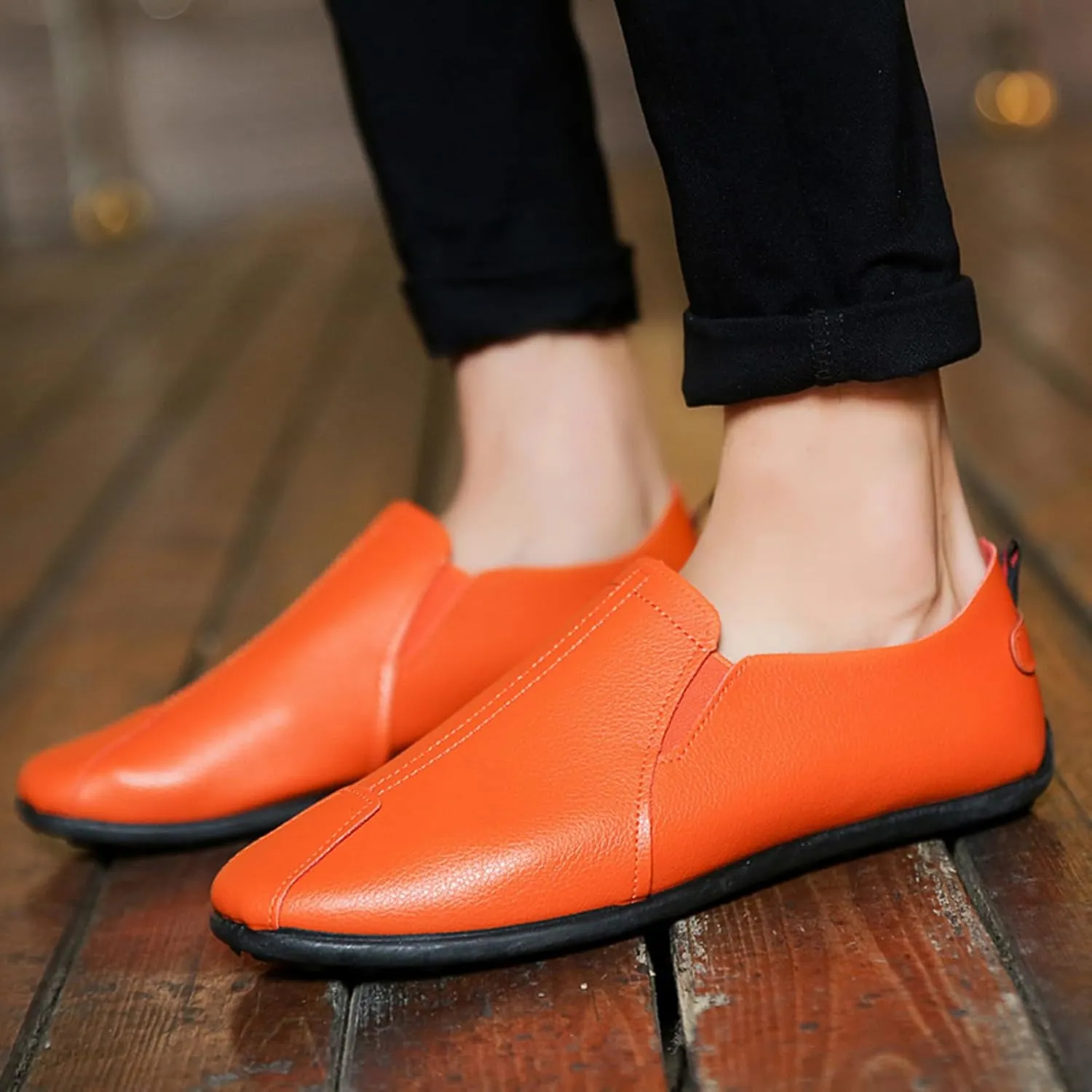 Casual Shoes for Men Leisure Men's Four Seasons Non Slip Flat Round Toe Breathable Slip On Lazy Leisure Shoes