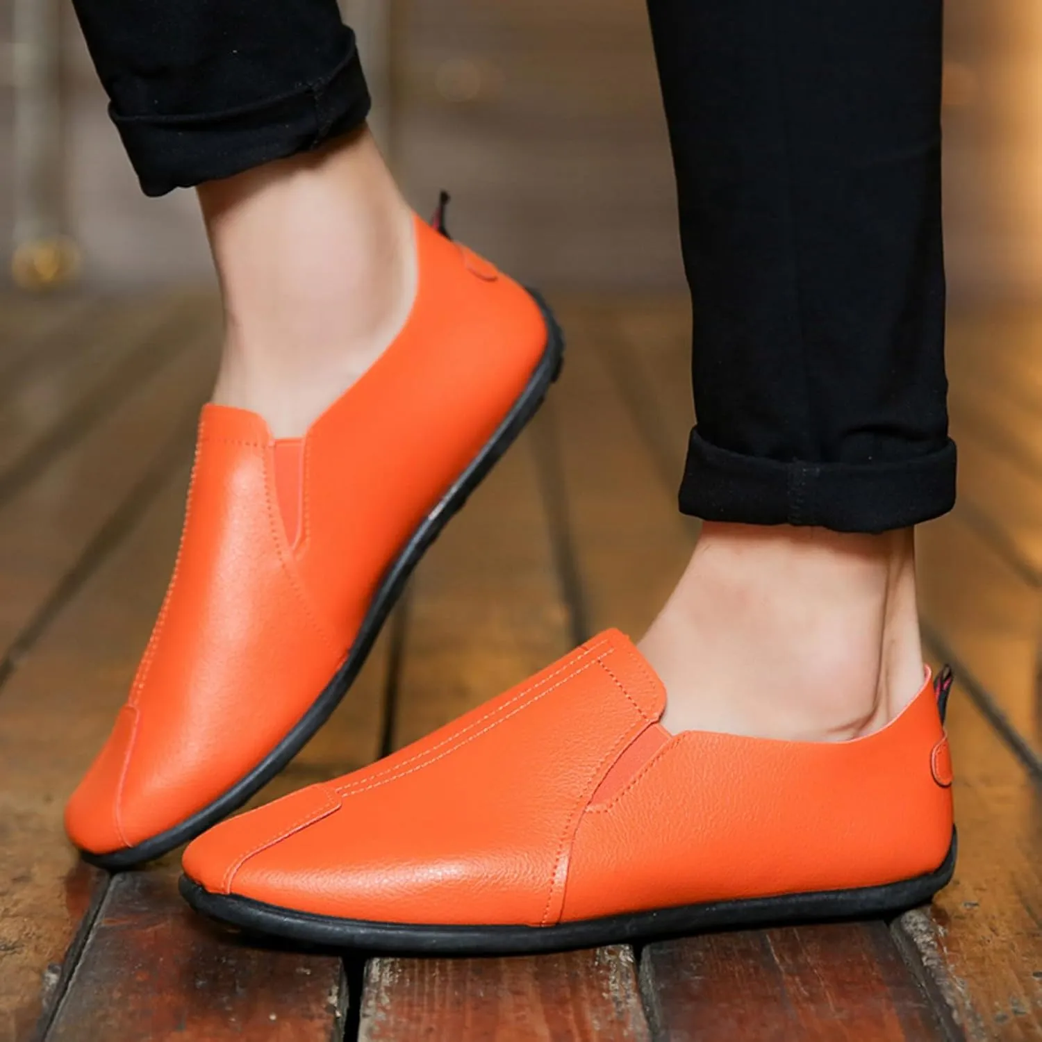 Casual Shoes for Men Leisure Men's Four Seasons Non Slip Flat Round Toe Breathable Slip On Lazy Leisure Shoes
