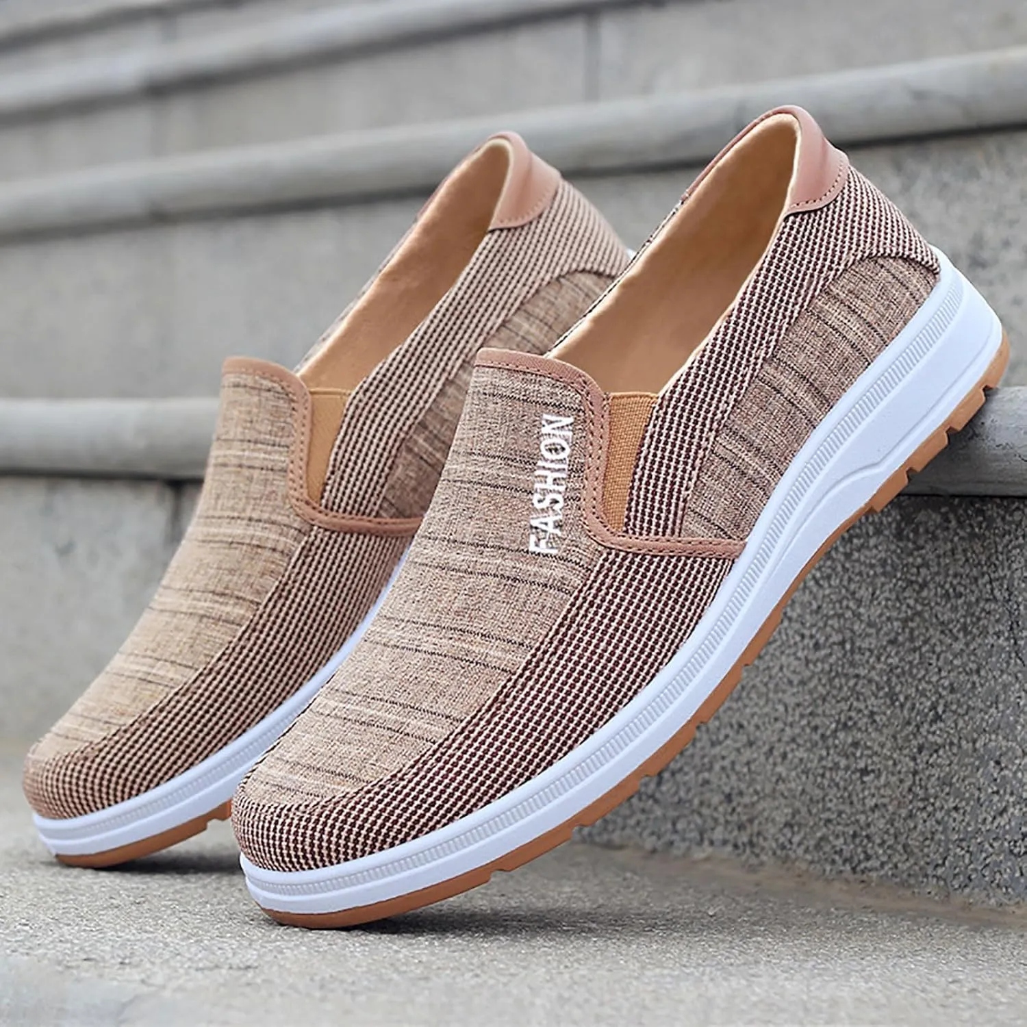 Casual Walking Shoes Fashion All Season Men Casual Shoes Flat Bottom Round Toe Non Slip Cloth Solid Color
