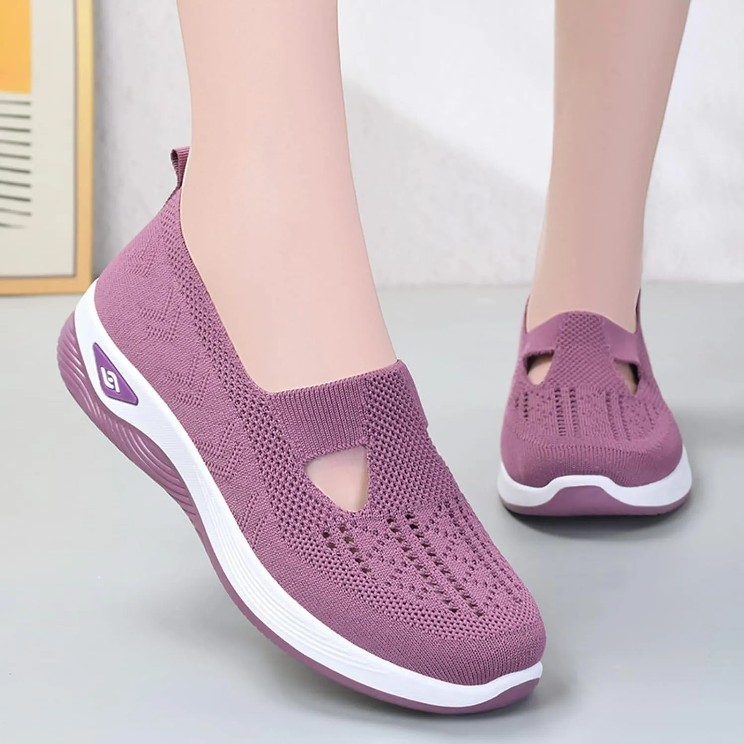 Cathalem Orthopedic Sneakers for Women Women's Orthopedic Breathable Soft Shoes Walking Slip on Diabetic Foam Shoes
