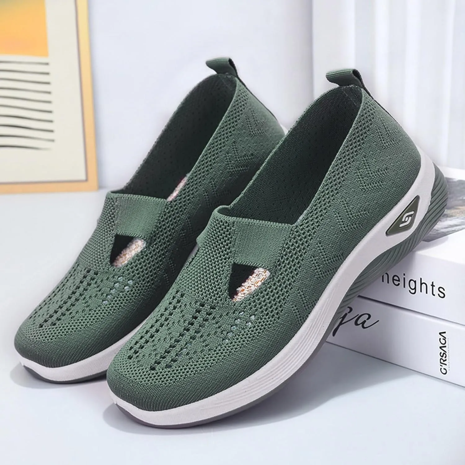 Cathalem Orthopedic Sneakers for Women Women's Orthopedic Breathable Soft Shoes Walking Slip on Diabetic Foam Shoes