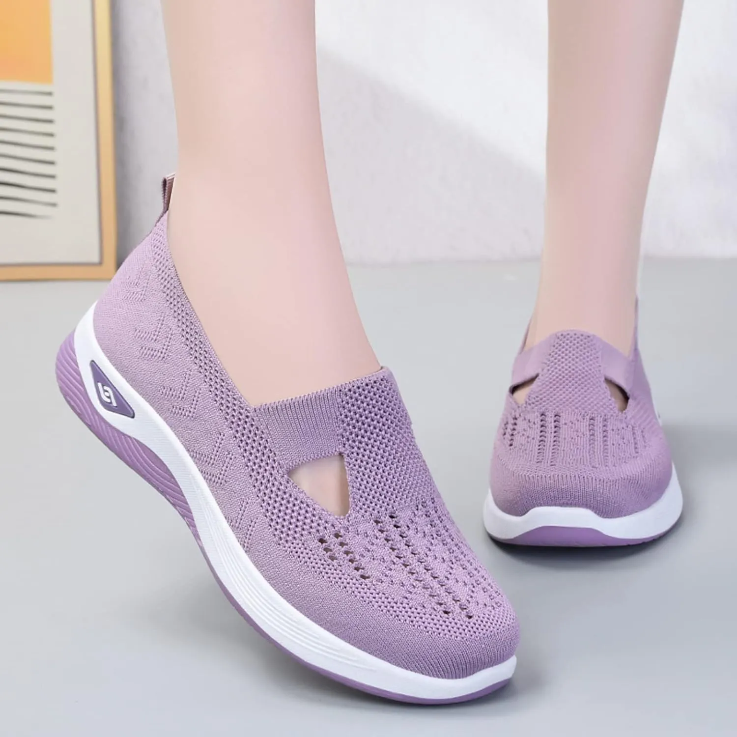 Cathalem Orthopedic Sneakers for Women Women's Orthopedic Breathable Soft Shoes Walking Slip on Diabetic Foam Shoes
