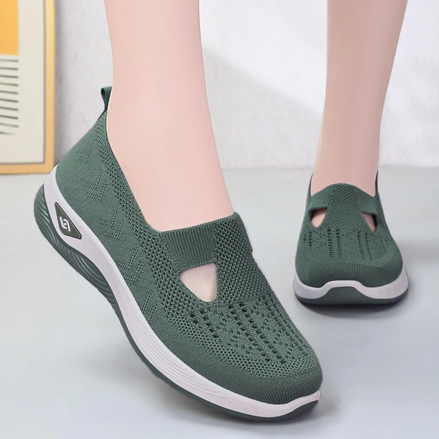 Cathalem Orthopedic Sneakers for Women Women's Orthopedic Breathable Soft Shoes Walking Slip on Diabetic Foam Shoes