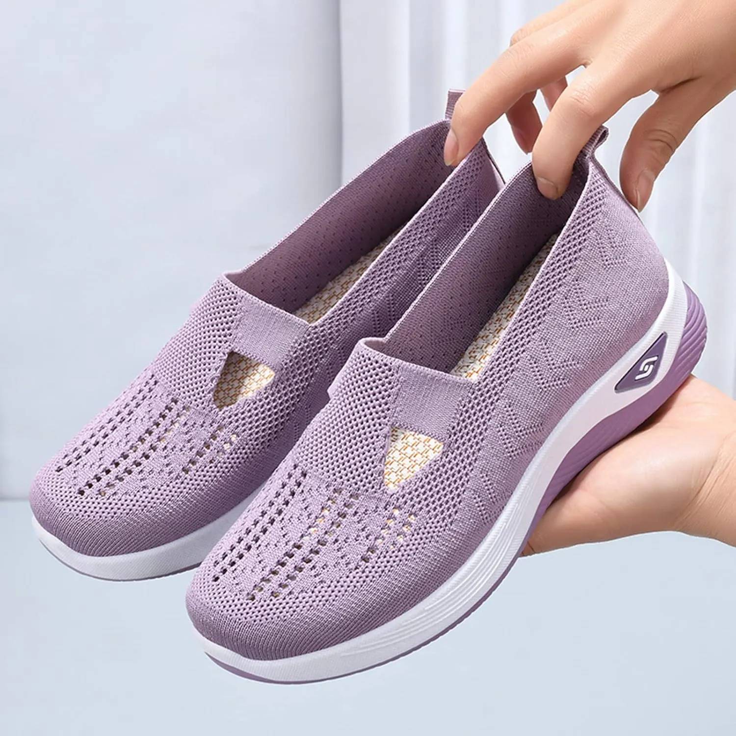 Cathalem Orthopedic Sneakers for Women Women's Orthopedic Breathable Soft Shoes Walking Slip on Diabetic Foam Shoes
