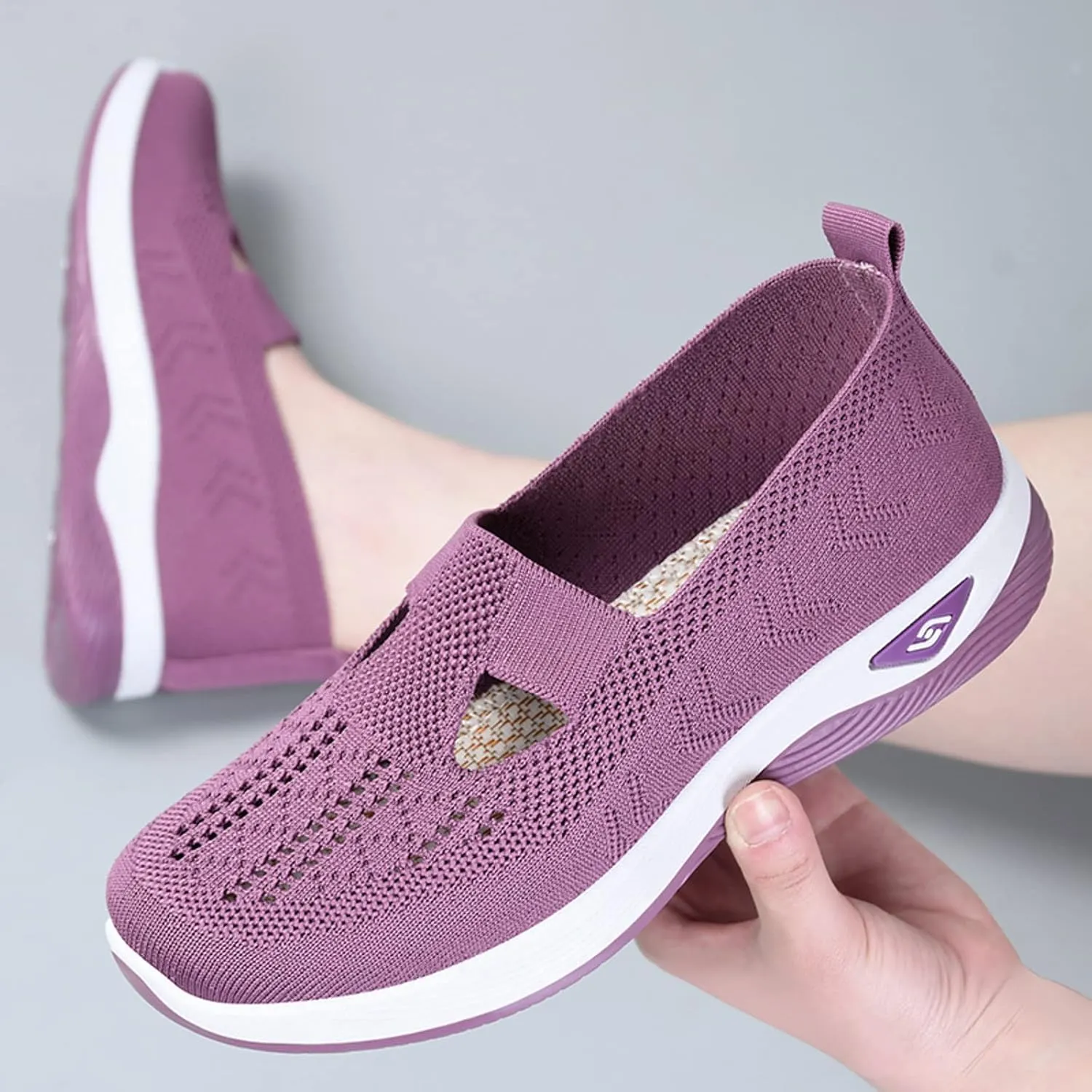 Cathalem Orthopedic Sneakers for Women Women's Orthopedic Breathable Soft Shoes Walking Slip on Diabetic Foam Shoes