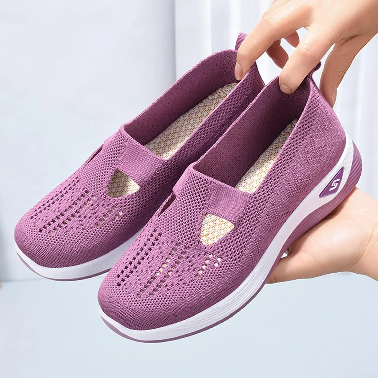 Cathalem Orthopedic Sneakers for Women Women's Orthopedic Breathable Soft Shoes Walking Slip on Diabetic Foam Shoes