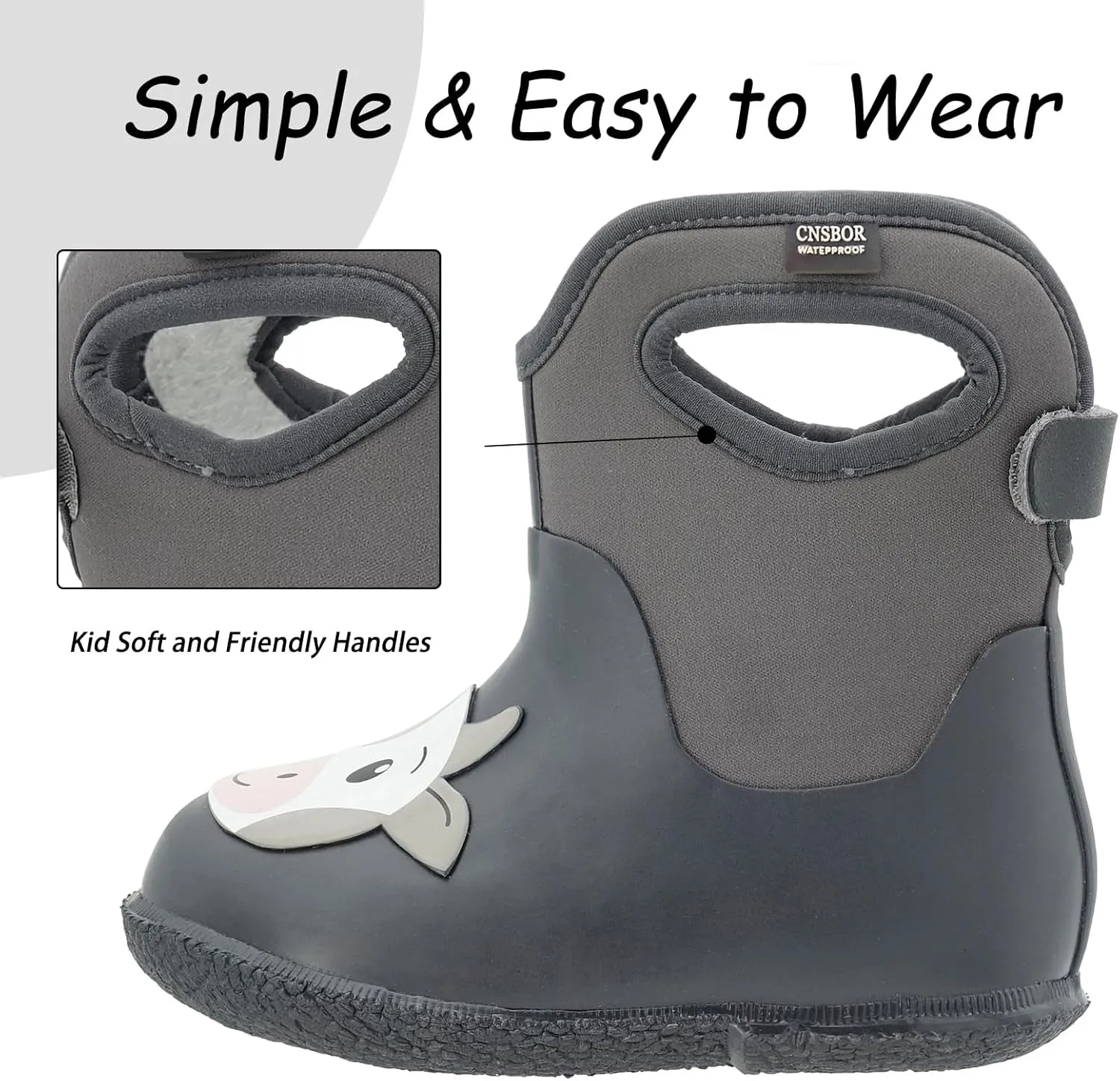 CNSBOR Kids Rain Boots for Toddler Girls Boys Seamless Rubber Boots Waterproof Boots for Kids Lightweight Unisex-Child Handle It Rain Boots Kids
