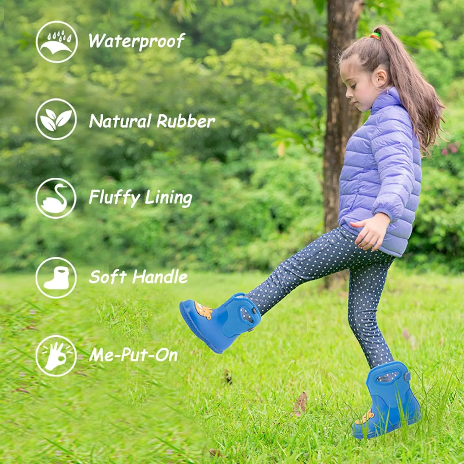 CNSBOR Kids Rain Boots for Toddler Girls Boys Seamless Rubber Boots Waterproof Boots for Kids Lightweight Unisex-Child Handle It Rain Boots Kids