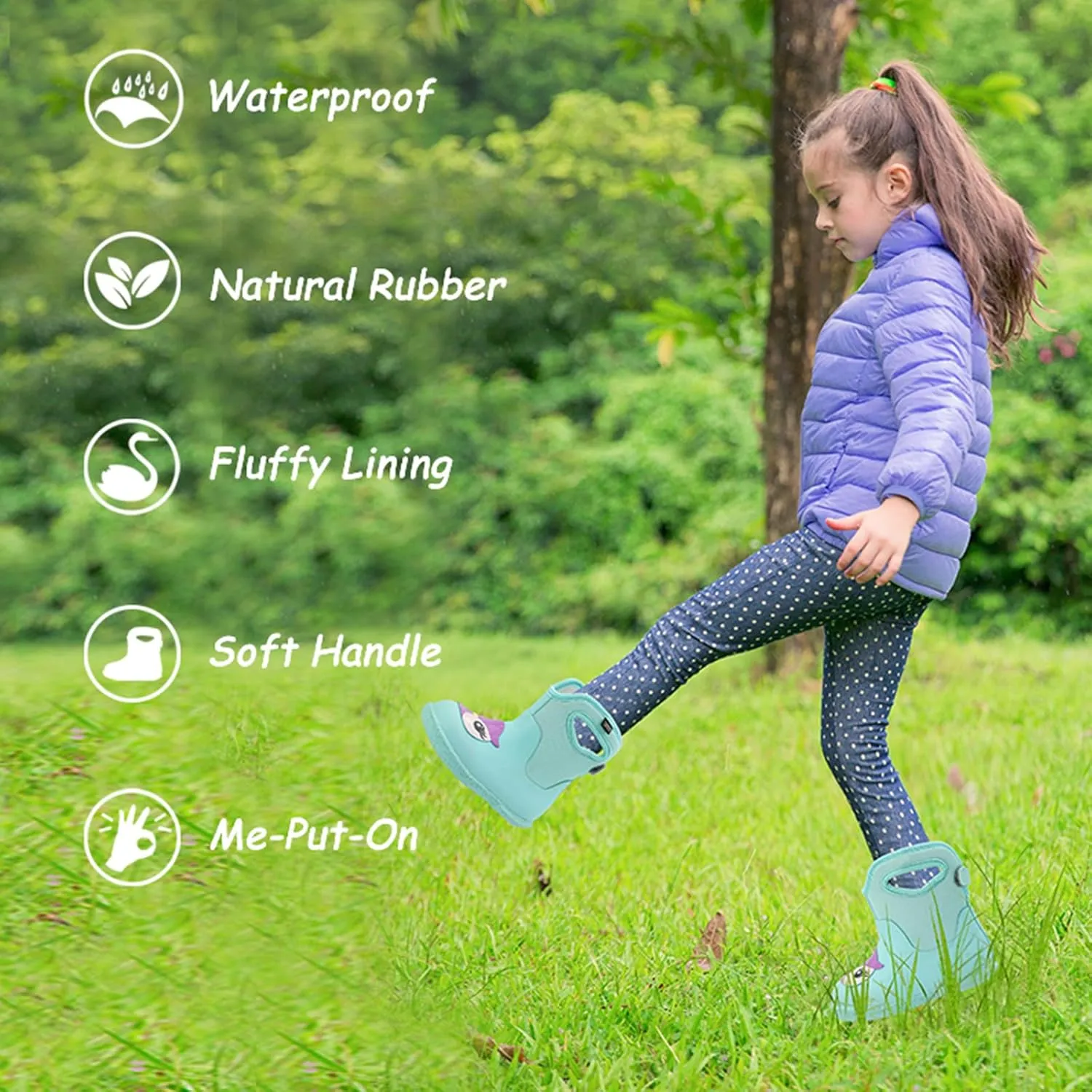 CNSBOR Kids Rain Boots for Toddler Girls Boys Seamless Rubber Boots Waterproof Boots for Kids Lightweight Unisex-Child Handle It Rain Boots Kids