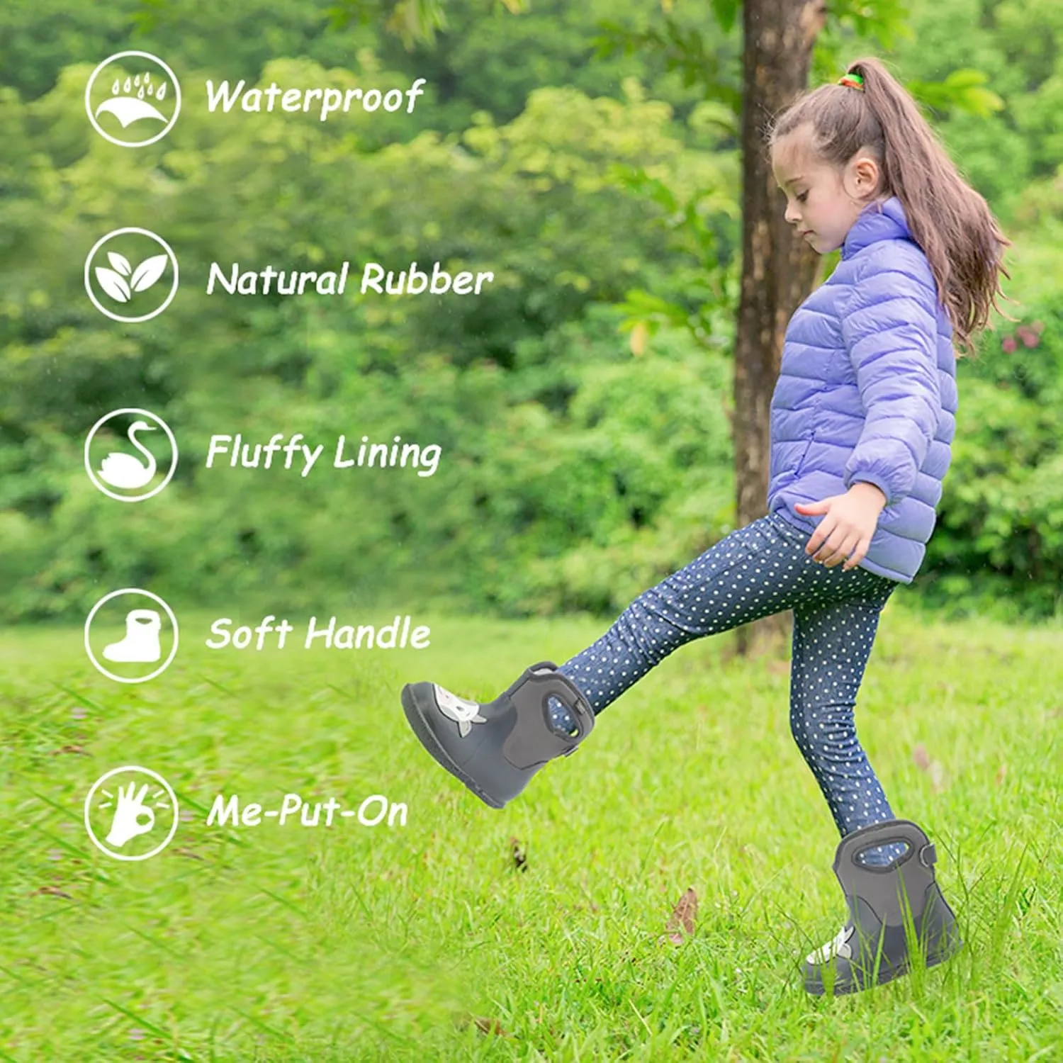 CNSBOR Kids Rain Boots for Toddler Girls Boys Seamless Rubber Boots Waterproof Boots for Kids Lightweight Unisex-Child Handle It Rain Boots Kids