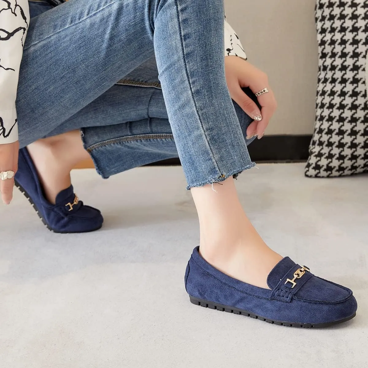 DeYashopin Women's Loafer Shoes Leisure Slip On Work Shoes Comfort Walking Flats