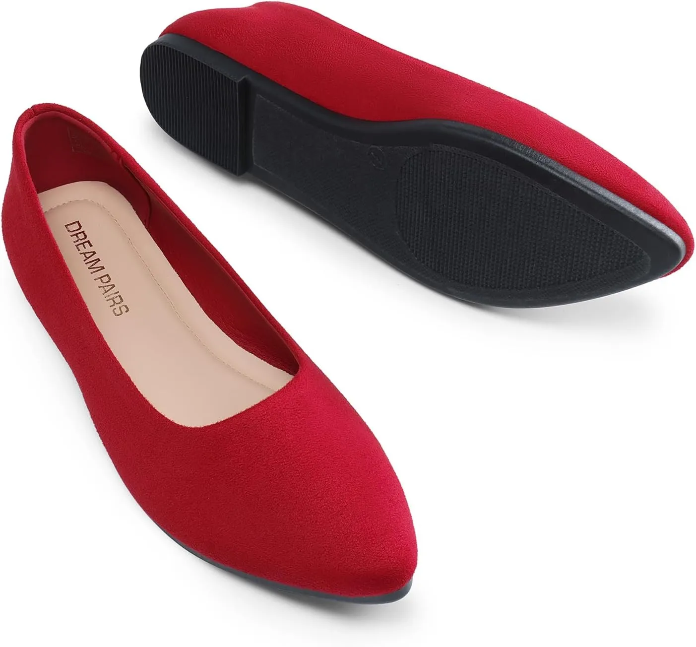 DREAM PAIRS Womens Flats Comfortable Slip On Business Work Office Casual Suede Ballet Flats Pointed Toe Dress Shoes
