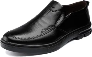 Dress Shoes for Men Men's Genuine Leather and Microfiber Casual Loafers Soft Anti-Slip Rubber Shoes for Comfort and Style