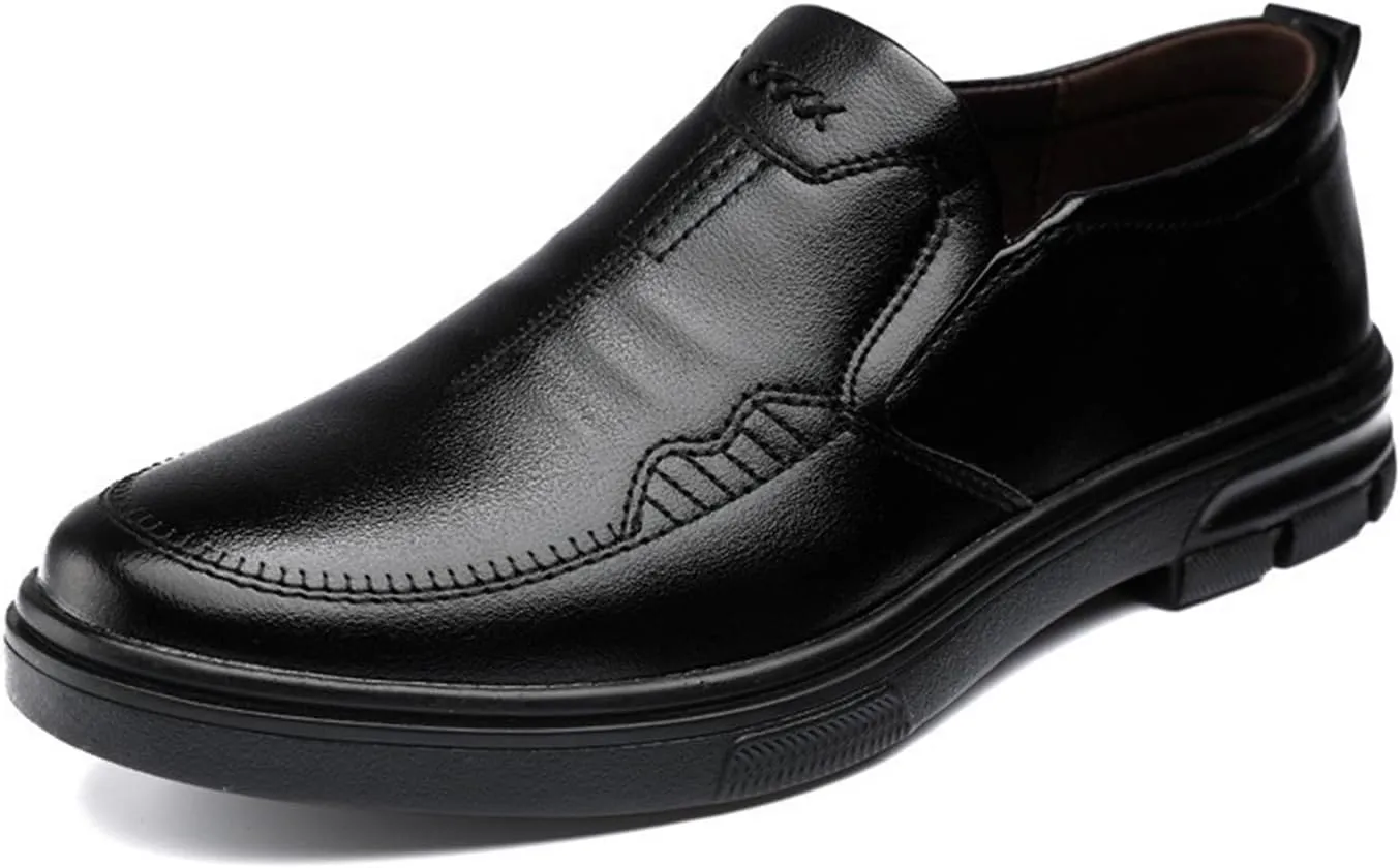 Dress Shoes for Men Men's Genuine Leather and Microfiber Casual Loafers Soft Anti-Slip Rubber Shoes for Comfort and Style