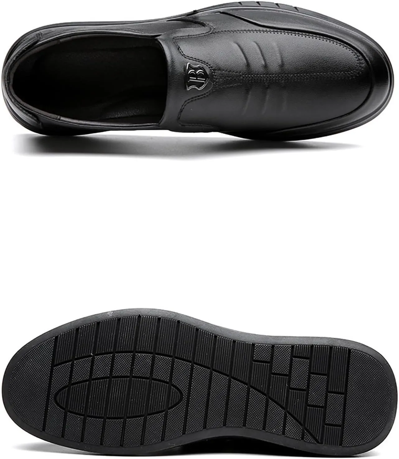 Fashion Cow Leather for Men Soft Sole Casual Driving Shoes， Thick Base Invisible Internal Heel Increase Shoes Men's Leather Breathable Rubber Shoes