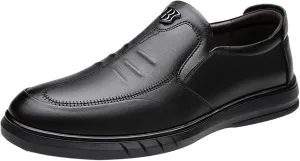 Fashion Cow Leather for Men Soft Sole Casual Driving Shoes， Thick Base Invisible Internal Heel Increase Shoes Men's Leather Breathable Rubber Shoes