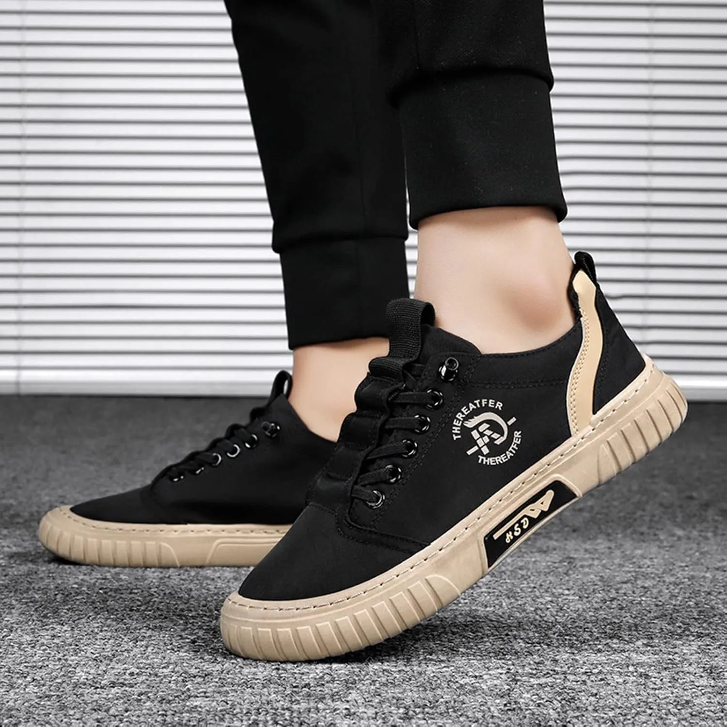 Fashion Sneakers Casual Shoe for Men Men Low Top Breathable Casual Walking Shoes Canvas