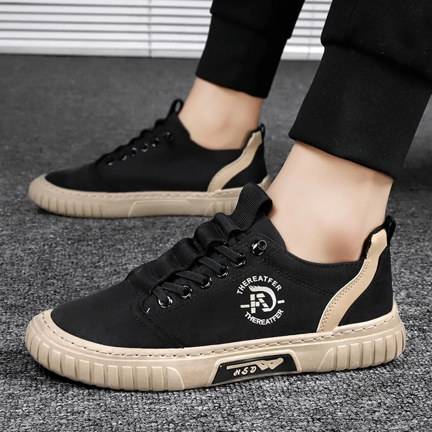 Fashion Sneakers Casual Shoe for Men Men Low Top Breathable Casual Walking Shoes Canvas