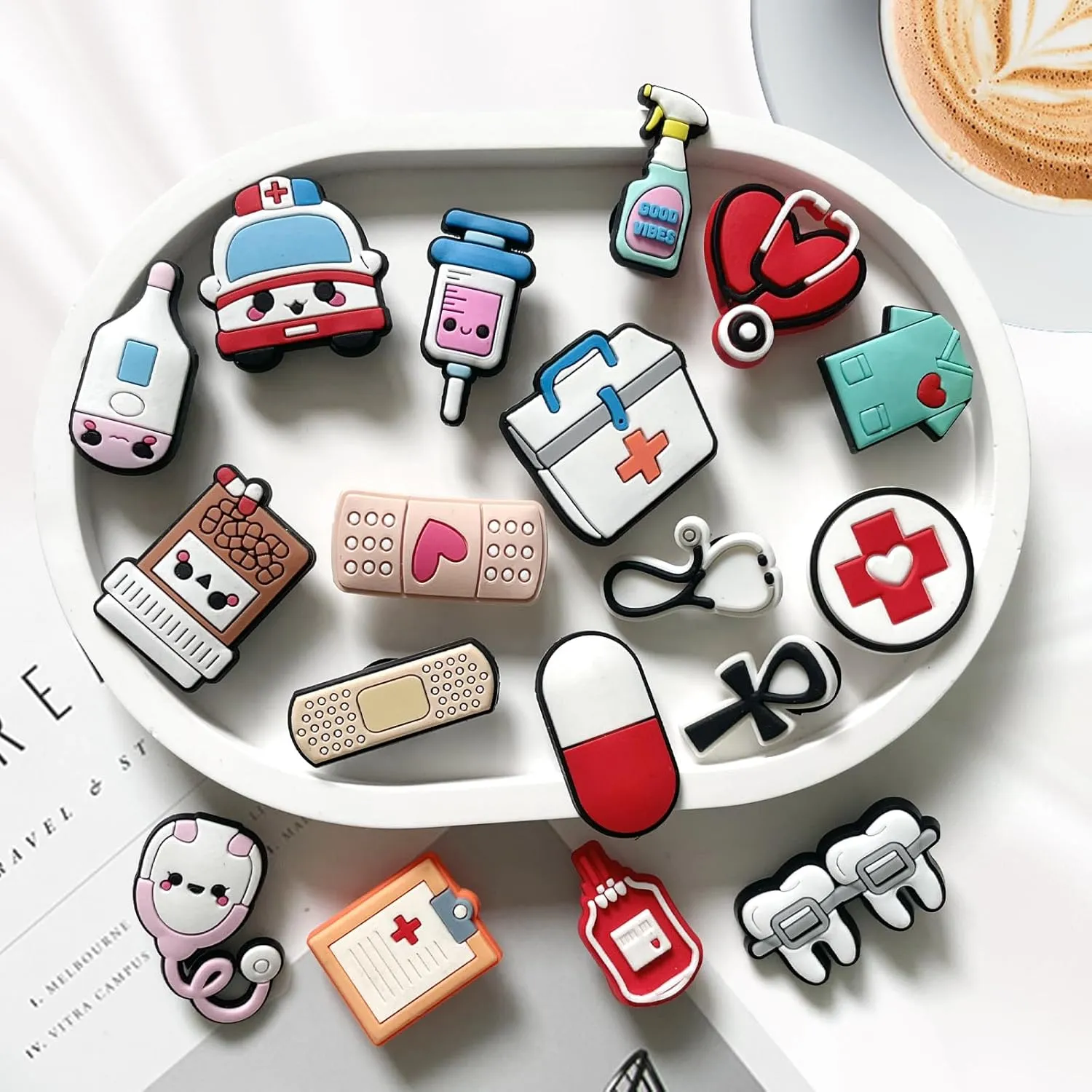 Hawaii Marine Animals Medical Butterfly Car Shoe Charms for Croc Clogs Decoration, Father's Day Shoe Decoration for Adults Teen