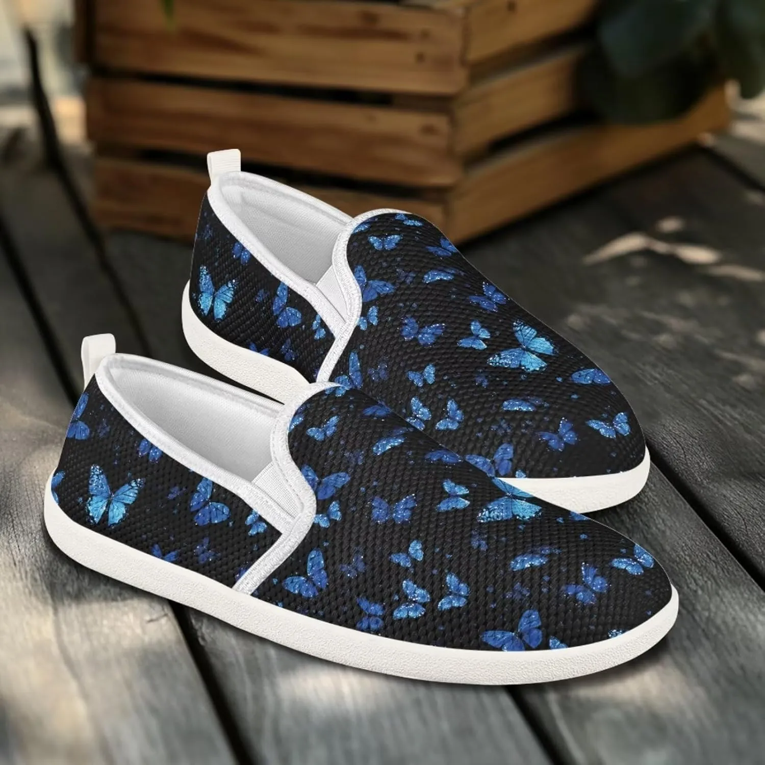 Jeiento Butterfly Slip-On Loafers for Women Casual Shoes Outdoor Mesh Shoes