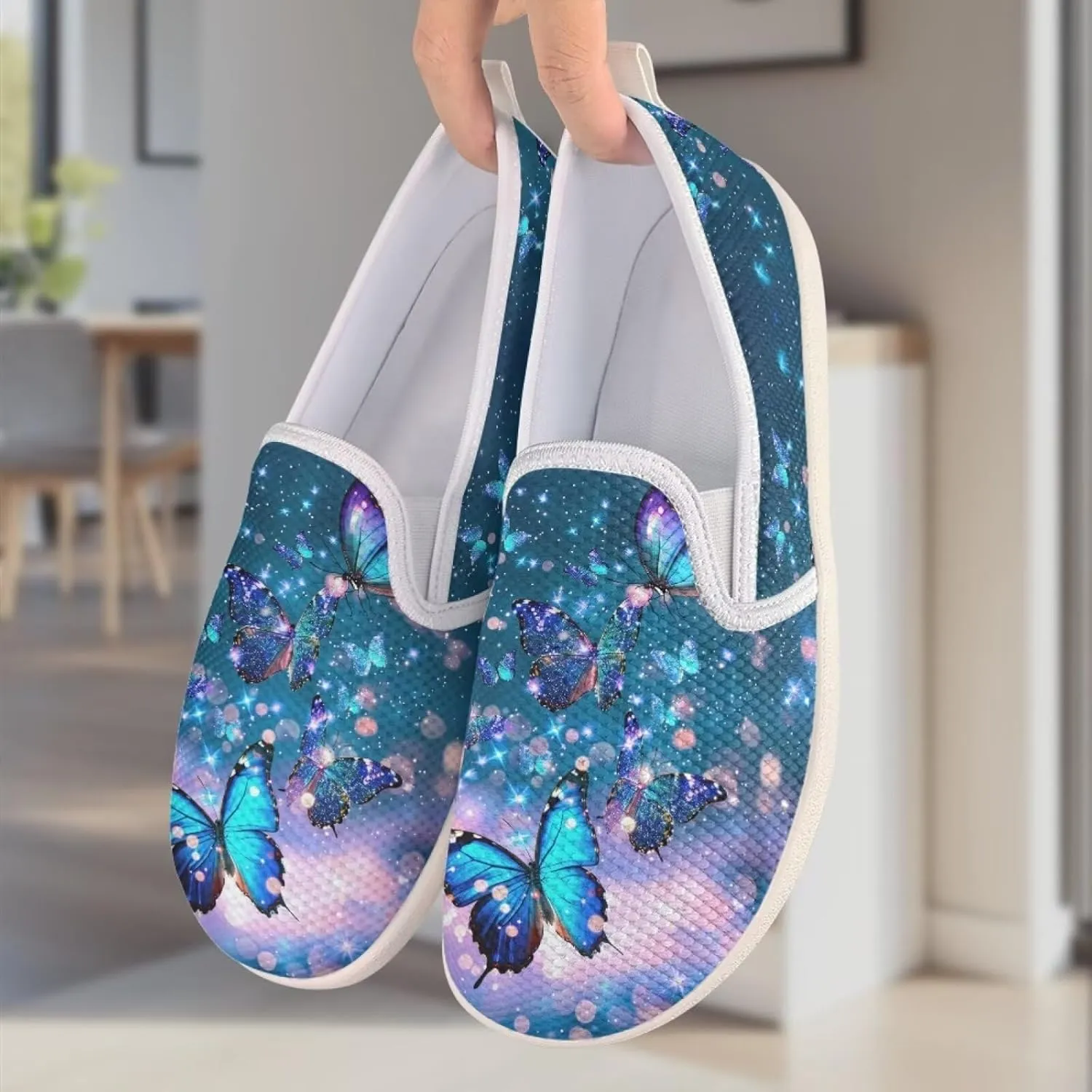 Jeiento Butterfly Slip-On Loafers for Women Casual Shoes Outdoor Mesh Shoes