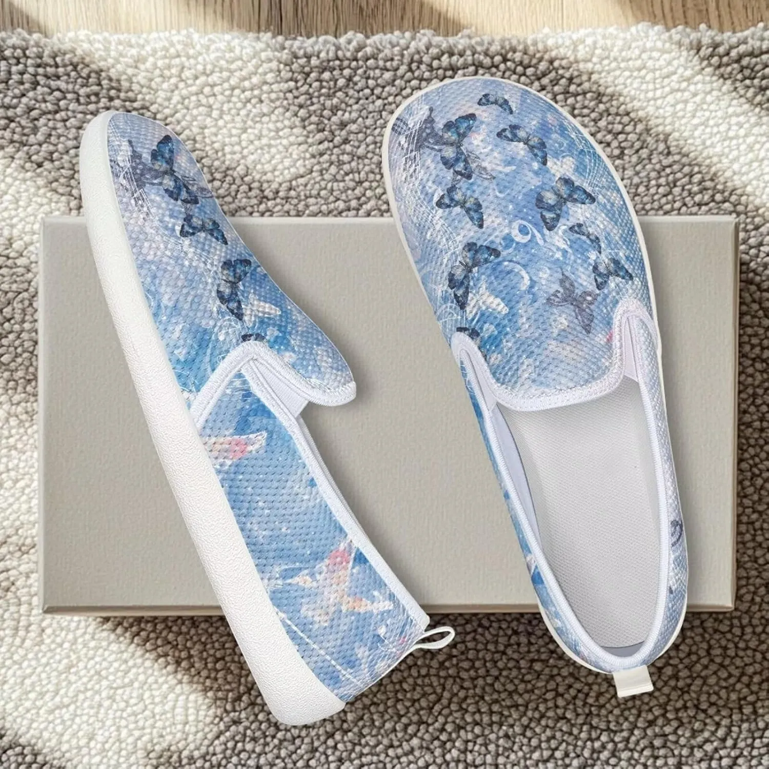 Jeiento Butterfly Slip-On Loafers for Women Casual Shoes Outdoor Mesh Shoes