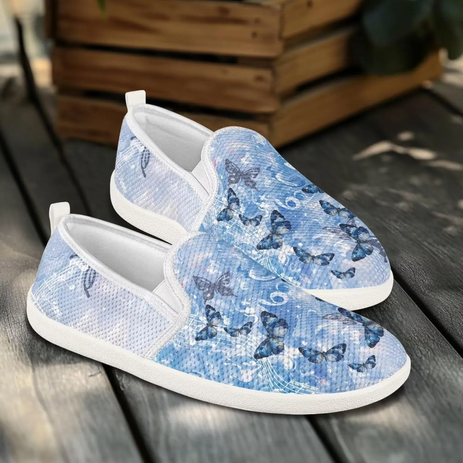 Jeiento Butterfly Slip-On Loafers for Women Casual Shoes Outdoor Mesh Shoes