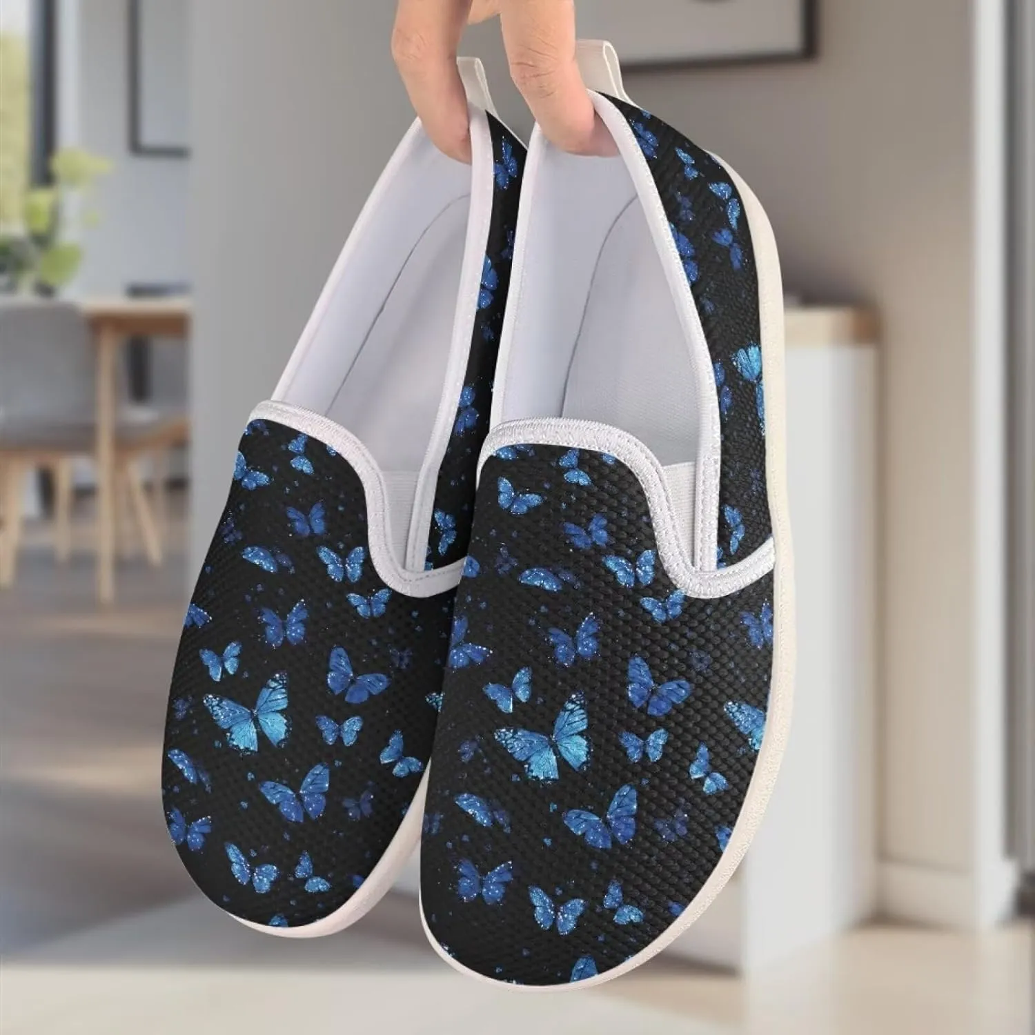 Jeiento Butterfly Slip-On Loafers for Women Casual Shoes Outdoor Mesh Shoes