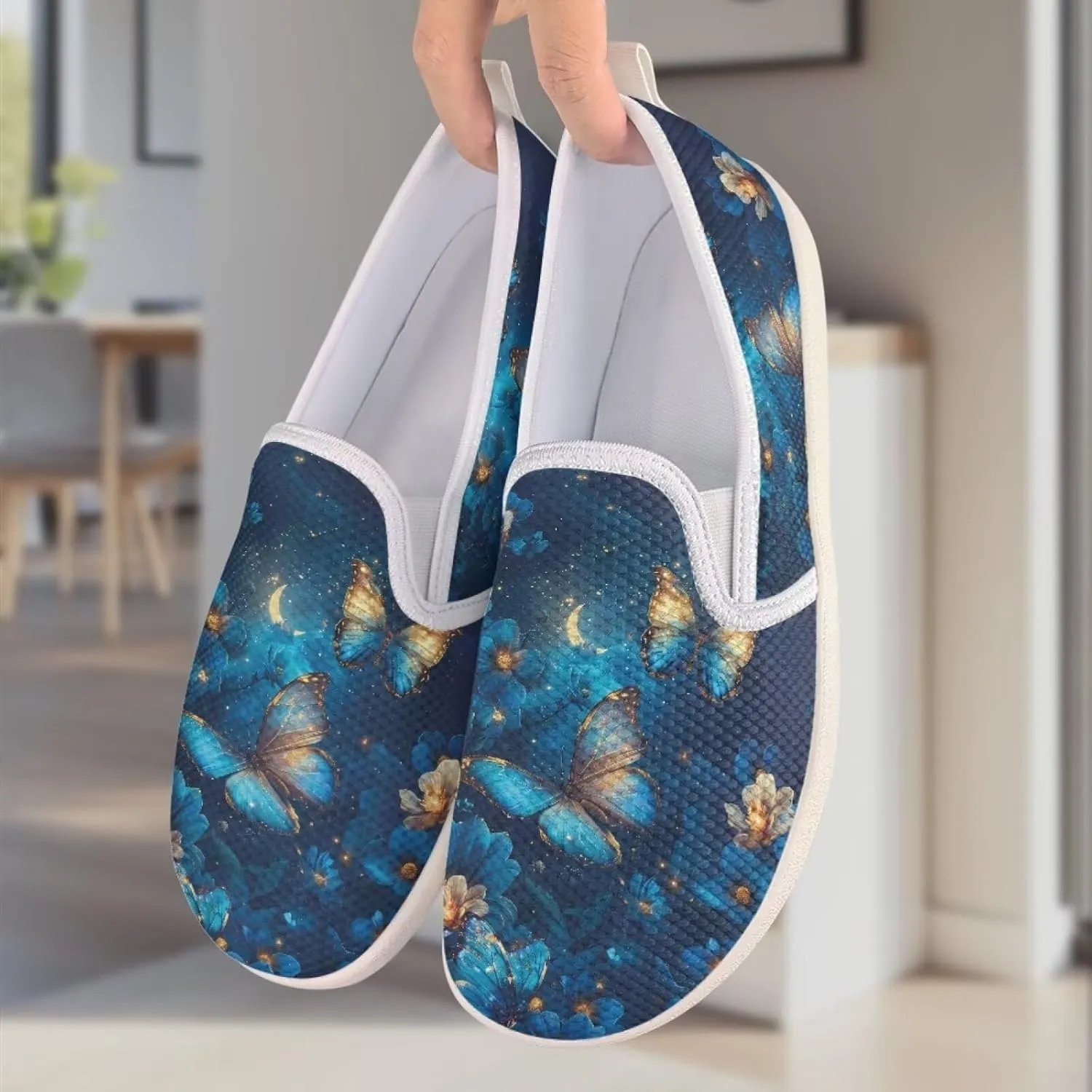 Jeiento Butterfly Slip-On Loafers for Women Casual Shoes Outdoor Mesh Shoes