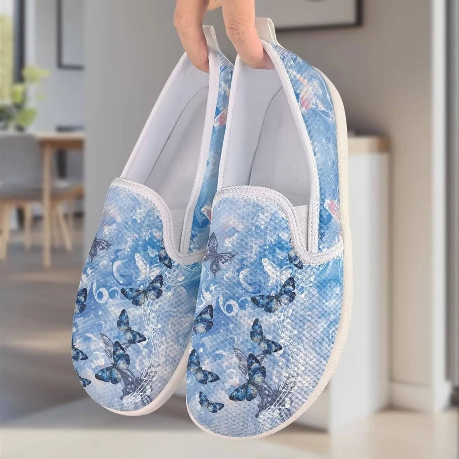 Jeiento Butterfly Slip-On Loafers for Women Casual Shoes Outdoor Mesh Shoes