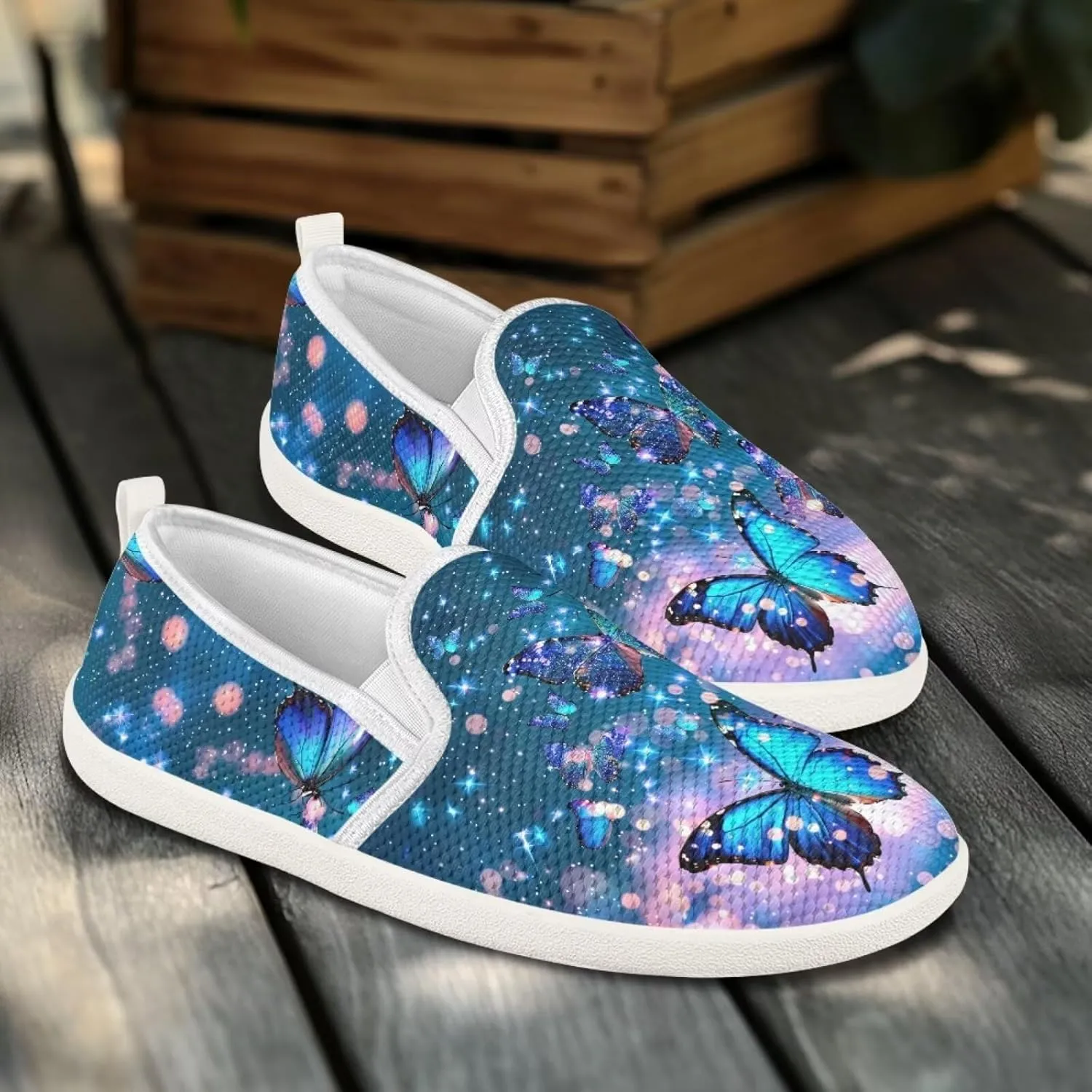 Jeiento Butterfly Slip-On Loafers for Women Casual Shoes Outdoor Mesh Shoes