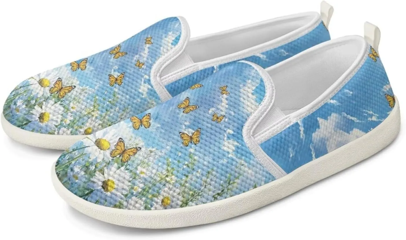 Jeiento Butterfly Slip-On Loafers for Women Casual Shoes Outdoor Mesh Shoes