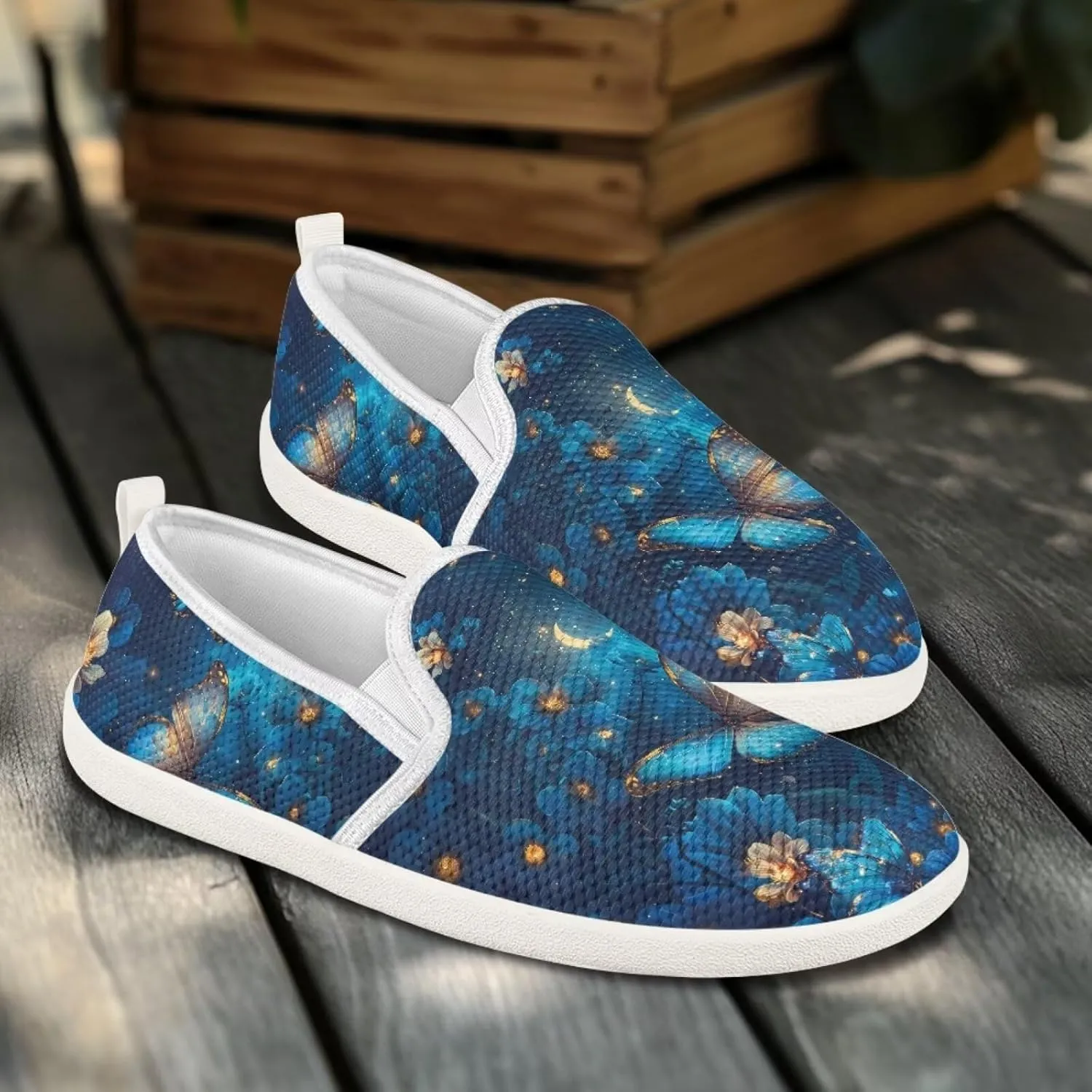 Jeiento Butterfly Slip-On Loafers for Women Casual Shoes Outdoor Mesh Shoes