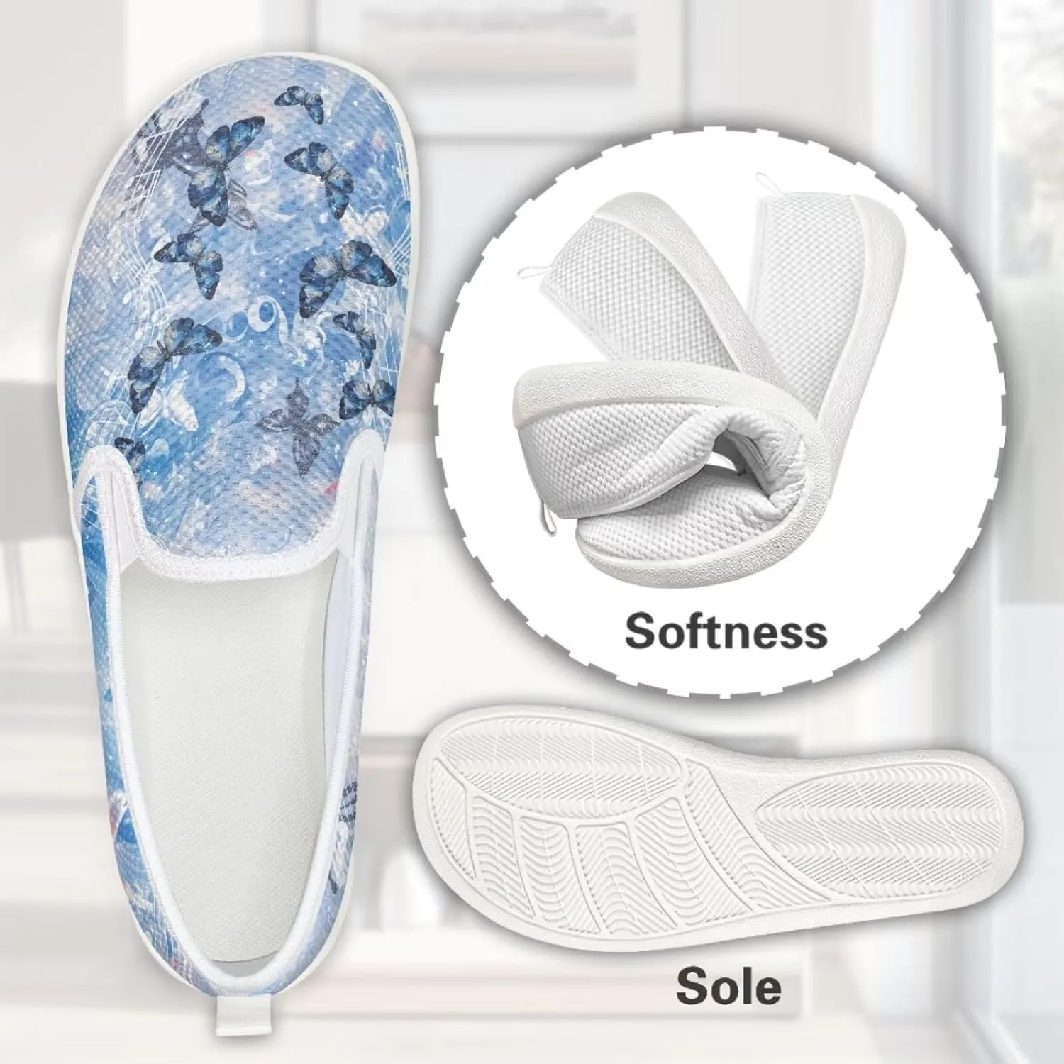 Jeiento Butterfly Slip-On Loafers for Women Casual Shoes Outdoor Mesh Shoes