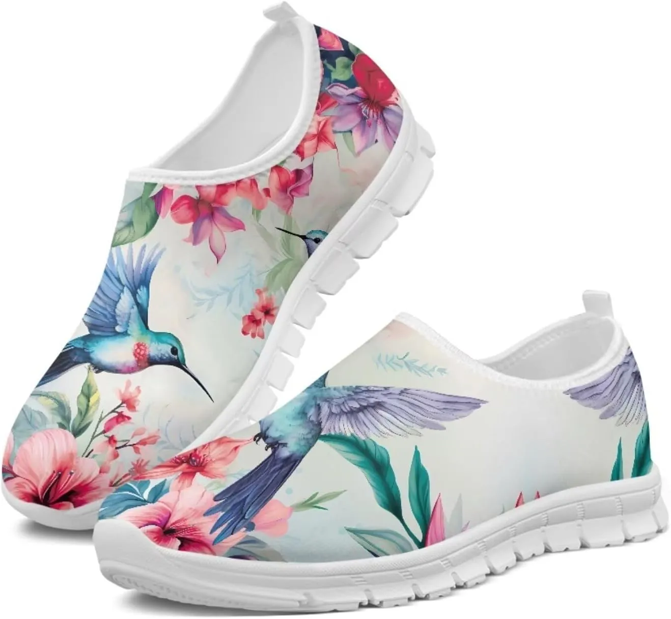 Jeiento Casual Shoes for Women Hummingbird Design Soft Shoes Slip-On Loafers Comfort Footwear