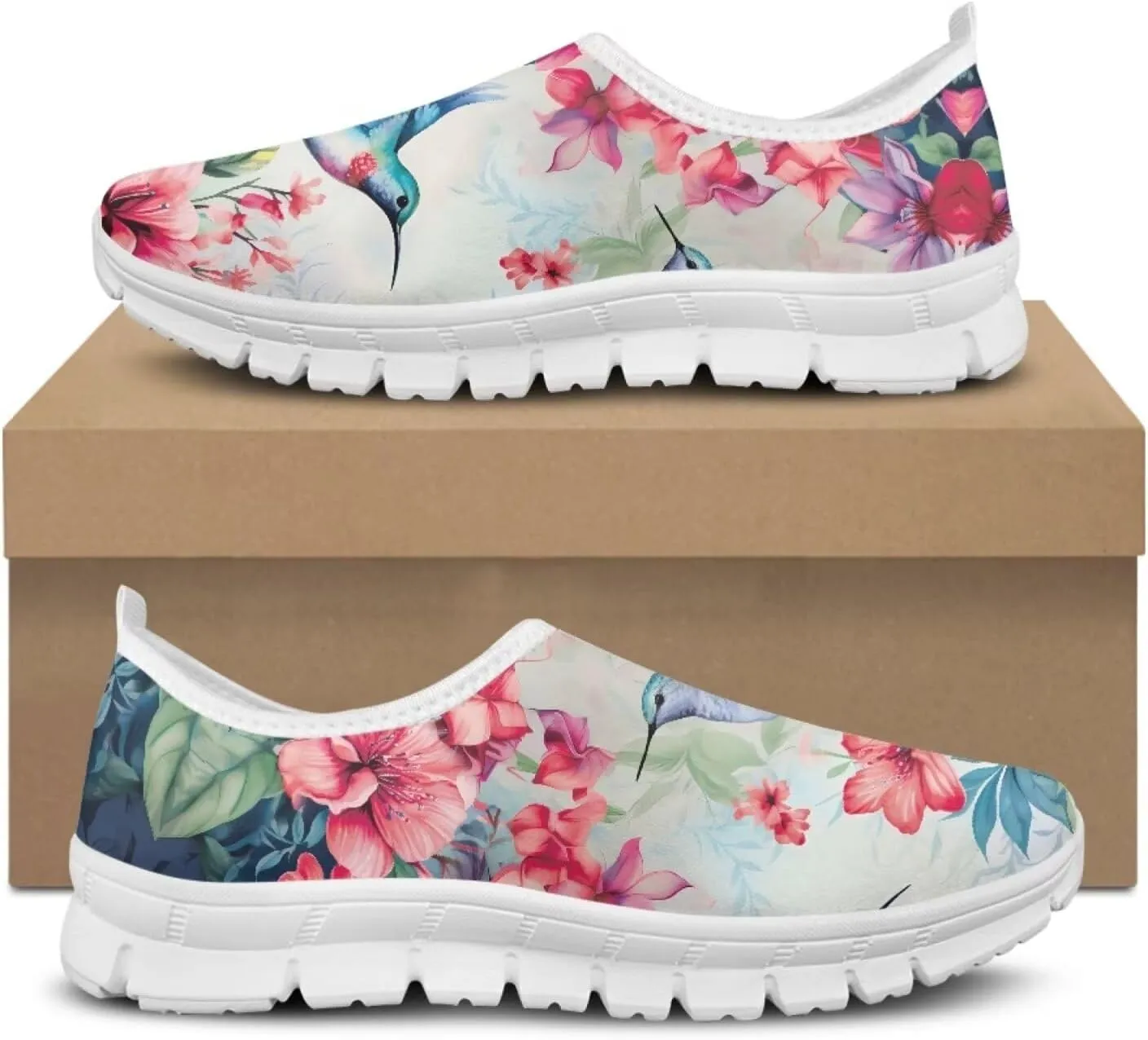 Jeiento Casual Shoes for Women Hummingbird Design Soft Shoes Slip-On Loafers Comfort Footwear